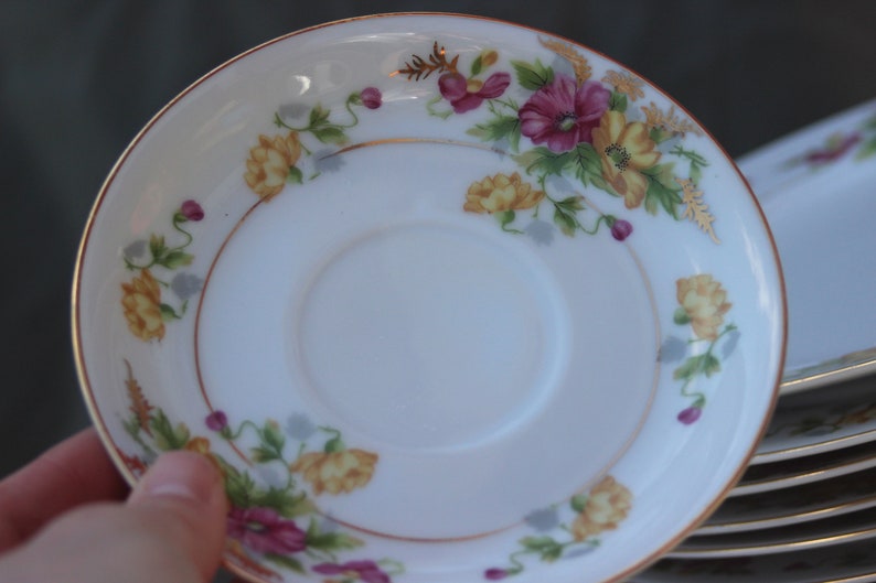 Rare, Set of 74, Maru ichi, Maruichi, Japanese, Fine China, Easter Dinner, Spring, High End China, 1940s, 1950s, Pink, Yellow, Blue image 2