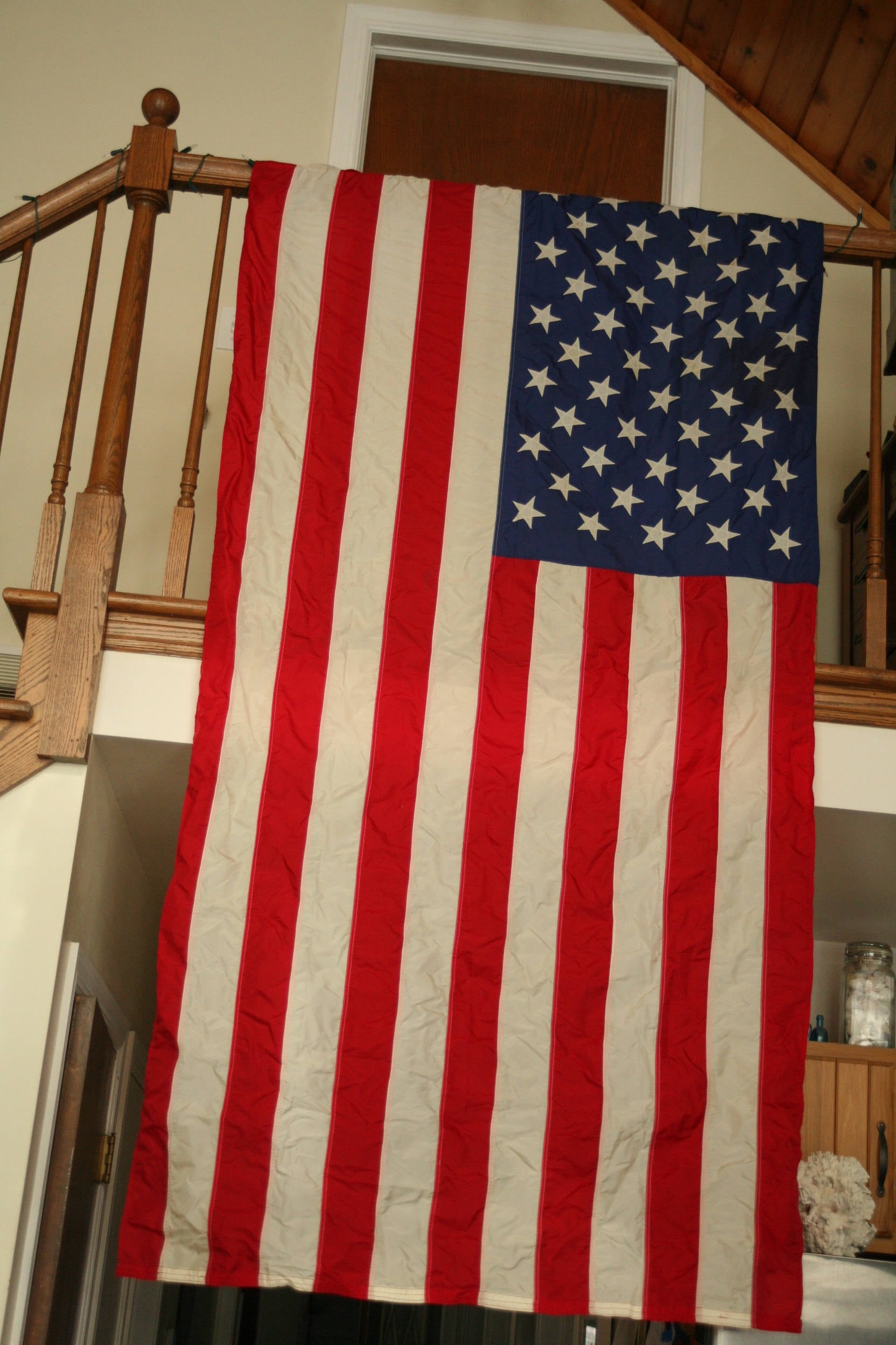 Large Nylon 50 Star Flag, Vintage American Old Glory, Labor Day, Spring Decor, Summer 4Th Of July