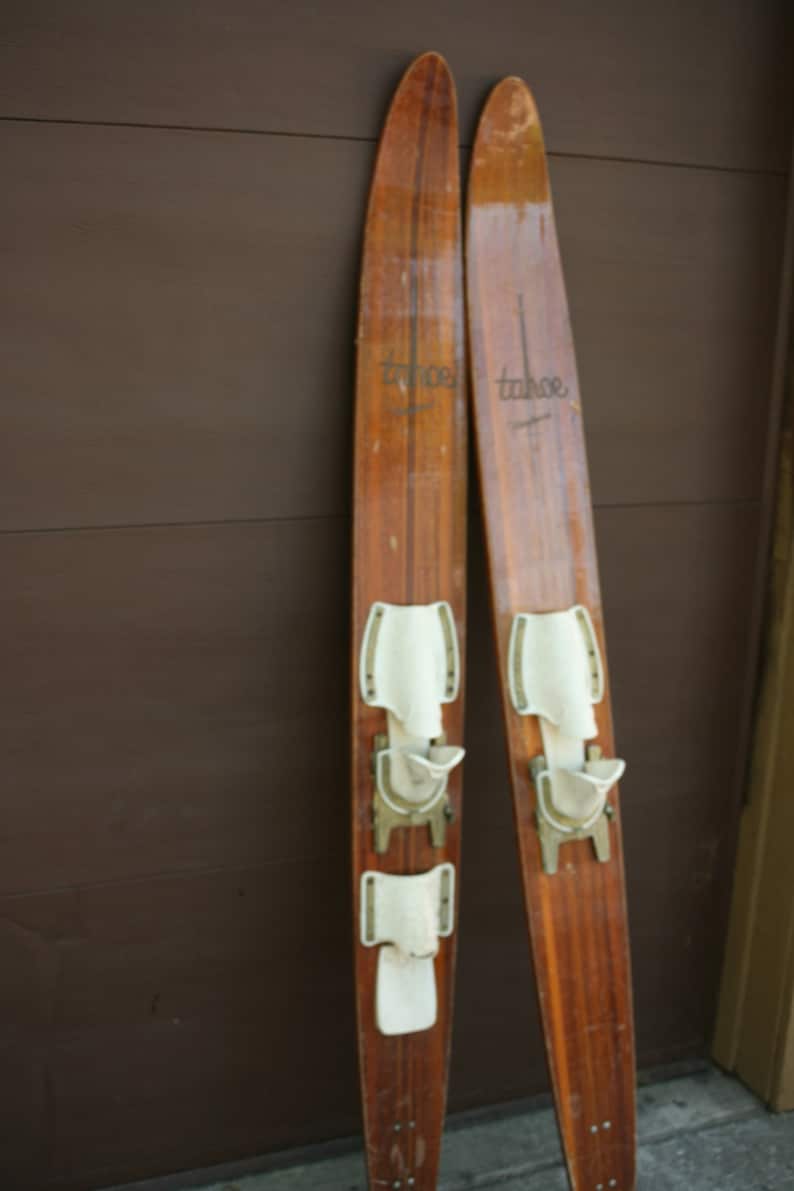 Vintage Tahoe Water Skis Wooden Waterskis Beautiful Wood Etsy