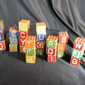 Set van 26, Vintage Blokken, Bouwstenen, Speelgoed, ABC Blokken, Fotografie Prop, Blokken, Home Decor, Children's Room