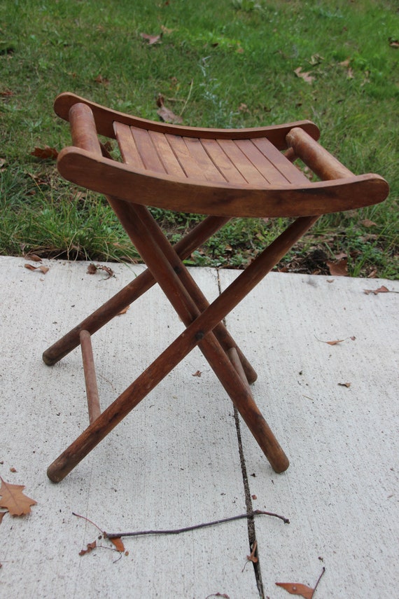 Vintage Yugoslavia Hardwood, Slatted Stool, 1950s, Mid Century, Wood  Folding Stool Portable Chair, Camping Chair, Fishing Stool, Oak -   Canada