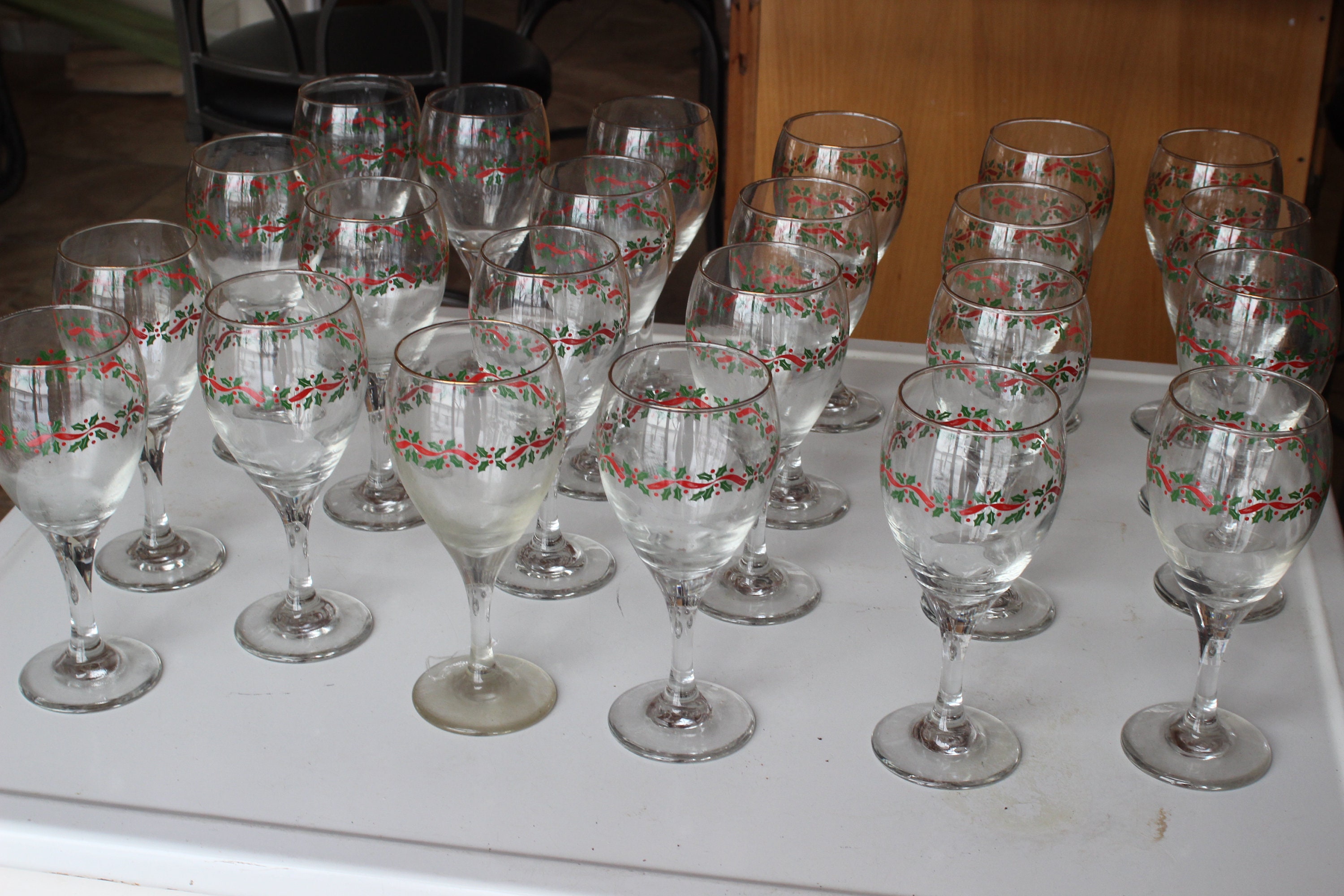 Set of 23 Arby's Christmas Glassware Stemware Tall Etsy