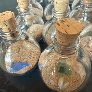 23 Glass Bottles, Tiny Bottles, Corked Bottles, Sand, Shells, Sea Glass, Party Favors, Decorations, Beach House, Sailor, Wedding