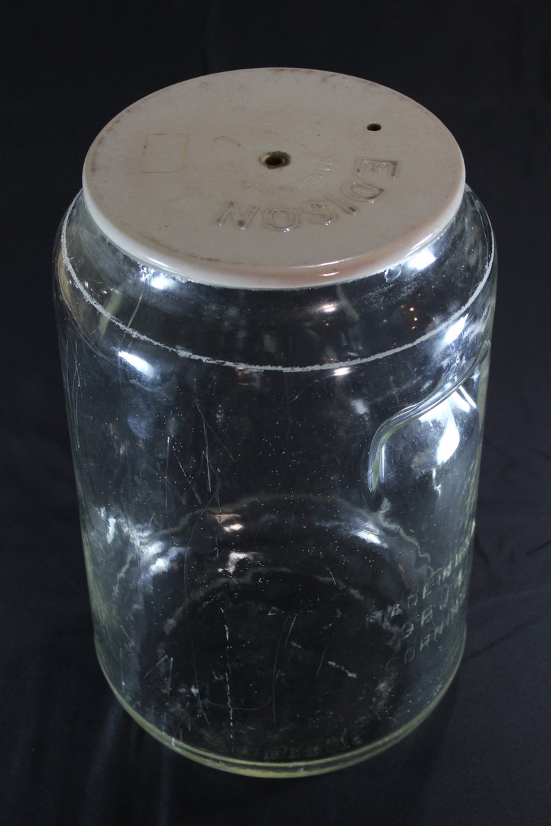Edison Glass Battery Jar and Ceramic Lid 19081940's Extra Etsy