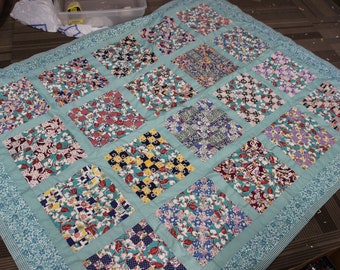 Patchwork Quilt, Vintage Fabrics, Twin Size, Spring, Summer Decor, Old Fabric, Cottage Chic, Blanket, Summer, Cottage Bedding, Sofa Blanket