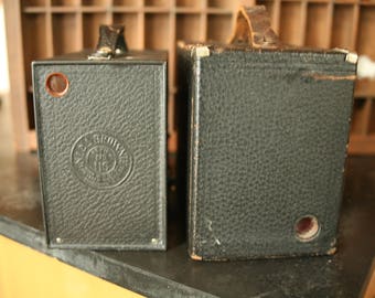 Set of Two - Vintage Camera Box Cameras, Brownie, Wedding Photo Booth, Home Decor, Photography Prop, Bookends, Home