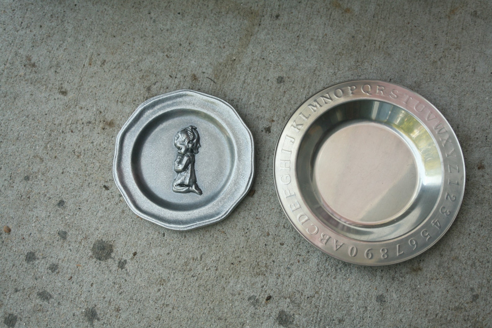Pewter Children's Plates 2 Baby Gift Baby Dish PEWTER ABC Etsy
