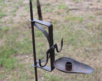 Antique, Free Standing, Adjustable, Wrought Iron, Candle & Rush Holder, Stand England, 18th Century