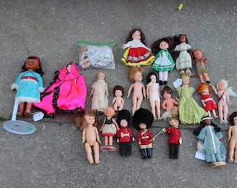 Vintage Lot of Dolls, Plastic Dolls, 1950s, Mini Plastic Doll, Rubber Dolls, Sleepy Eyes, Doll Parts, Small Dolls, Mid Century