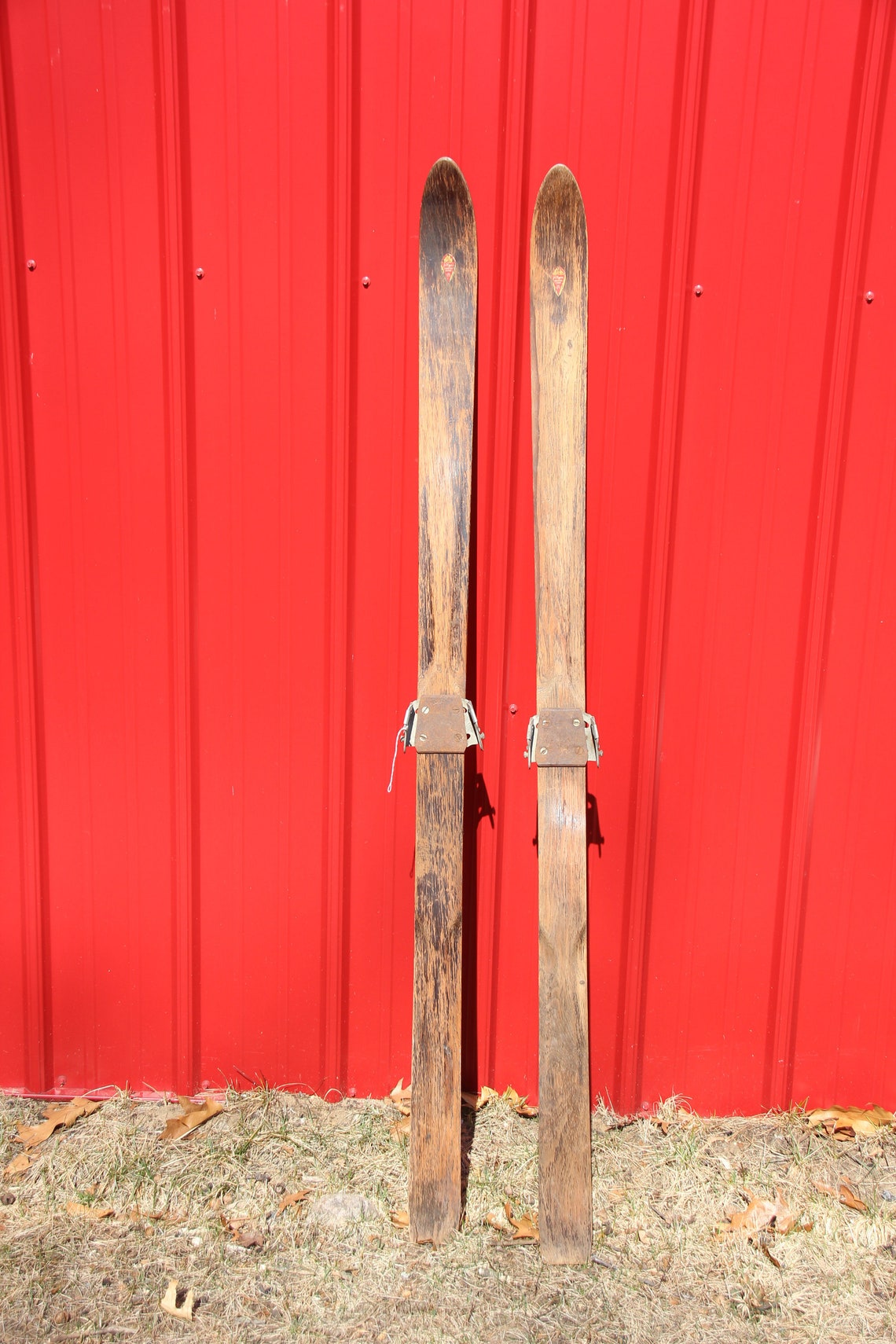 Pair of Vintage Wooden Children's Snow Skis Wood Skis Etsy