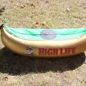 vintage Miller High Life, Signe de bière, Bière, Bar, Signe Mancave, Signe de bière gonflable, Cadeau pour lui, Bar, Tenture murale, Milwaukee, Canoë gonflable
