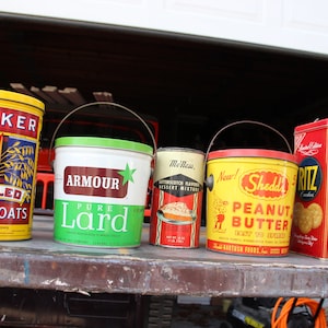 5, Food Tins, Storage, Vintage Tin, Food Tin, Detailed Tins, Spring Decor, Clean, Organization,