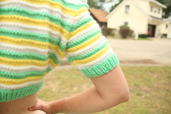 SPRING SALE - Vintage Yellow, Green, Knit Shorts,… - image 7