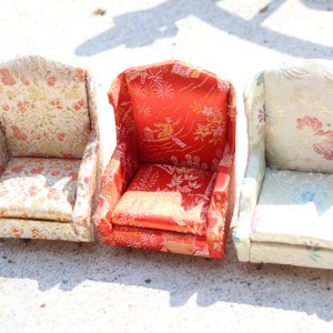 Set of 3, Vintage, Dollhouse Furniture, Dollhouse, Petite Princess, Wingback Chairs, Living Room, 1960&#39;s Dollhouse