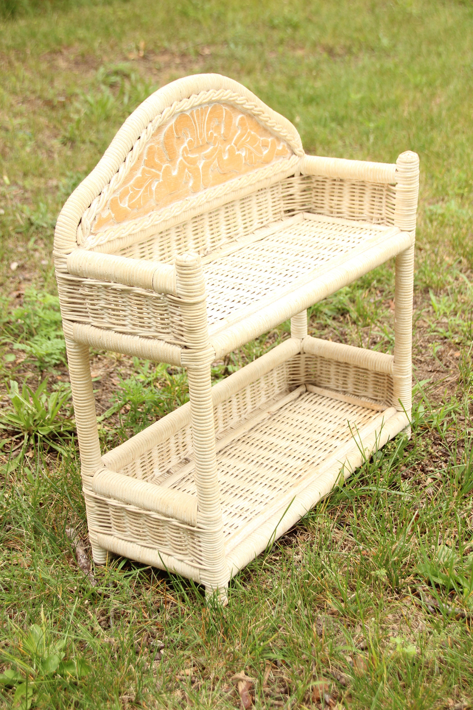 Vintage Wicker Shelf Hanging Shelf Free Standing Wicker Etsy
