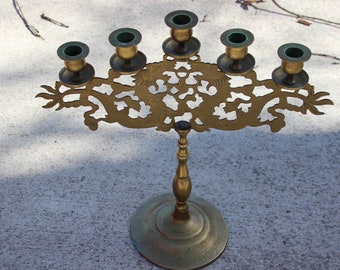 Vintage Brass Candelabra, Centerpiece, Holiday Decor, Halloween Decor, Hand held Candlestick