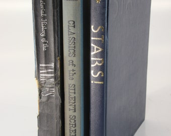 Juego de 3 libros de cine, cine sonoro, cine mudo, biblioteca antigua, decoración del hogar, mesa de boda, accesorio de fotografía, libros de arte