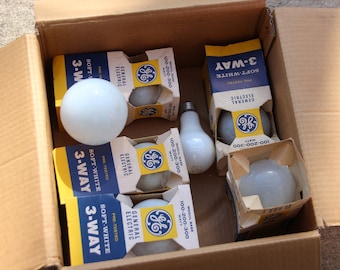 7 Untested, 3 Way Bulbs Vintage Bulb, Bulb Lamp,  Industrial bulb, Steampunk, Art supply, Very large bulb lamp, Home Decor