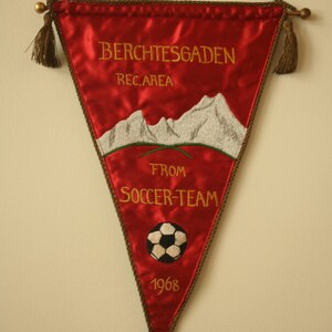 Vintage Berchtesgaden Soccer Pennant, 1968 Soccer Pennant, Berchtesgaden Rechts Area From Soccer Team 1968
