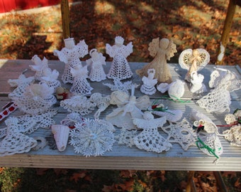 Set of 35, Vintage, Angels, Christmas Ornaments, Fabric Ornament, Dollies, Vintage Ornament, Christmas Decor,