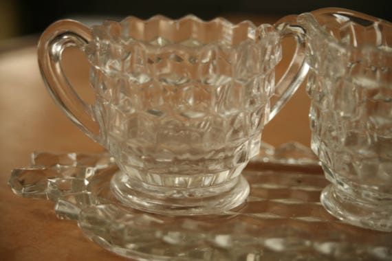 Three Piece Set Fostoria Glass American Crystal Footed, Crystal