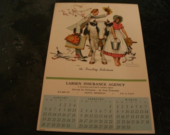 Same Year as 2020, 2020 Calendar,  1964 Vintage Advertising Calendar, Norman Rockwell, Four Seasons Pin Up Calendars, 1960s, New Years