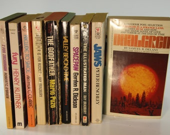 Set of 10, Vintage, Science Fiction, Sci Fi,  Stephen King, 1960s, 1970s, Classic Books, Old Books, Library, Winter Reading, Collectible