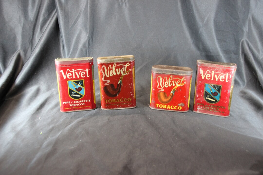 red velvet tobacco tin 4, Very Old, Vintage Velvet, Red Tobacco Tin, Tobacco, Velvet Tobacco,  Velvet Tobacco, Tobacco Collectible,