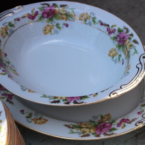 Rare, Set of 74, Maru ichi, Maruichi, Japanese, Fine China, Easter Dinner, Spring, High End China, 1940s, 1950s, Pink, Yellow, Blue image 9