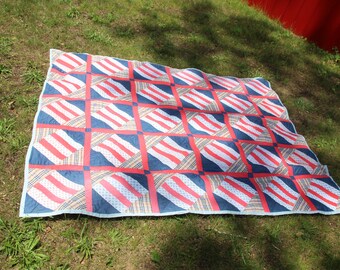 ヴィンテージ パッチワーク キルト、ツイン サイズ、アメリカーナ