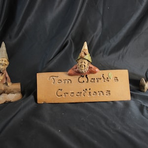3, Tom Clark Creations, Gnome, Collectible, 1980s, Figurine, Garden Gnome, Pecan Resin, Gift, Summer Decor, Clark, Eenie, Mugmon  , Spring
