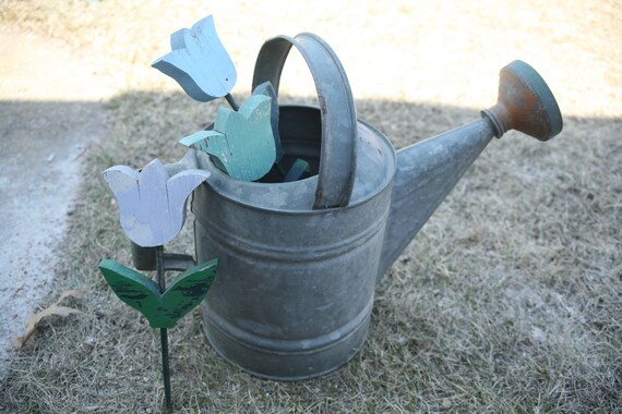 Galvanized Watering Can Vintage Garden Antique Watering Etsy