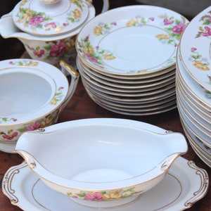 Rare, Set of 74, Maru ichi, Maruichi, Japanese, Fine China, Easter Dinner, Spring, High End China, 1940s, 1950s, Pink, Yellow, Blue image 6