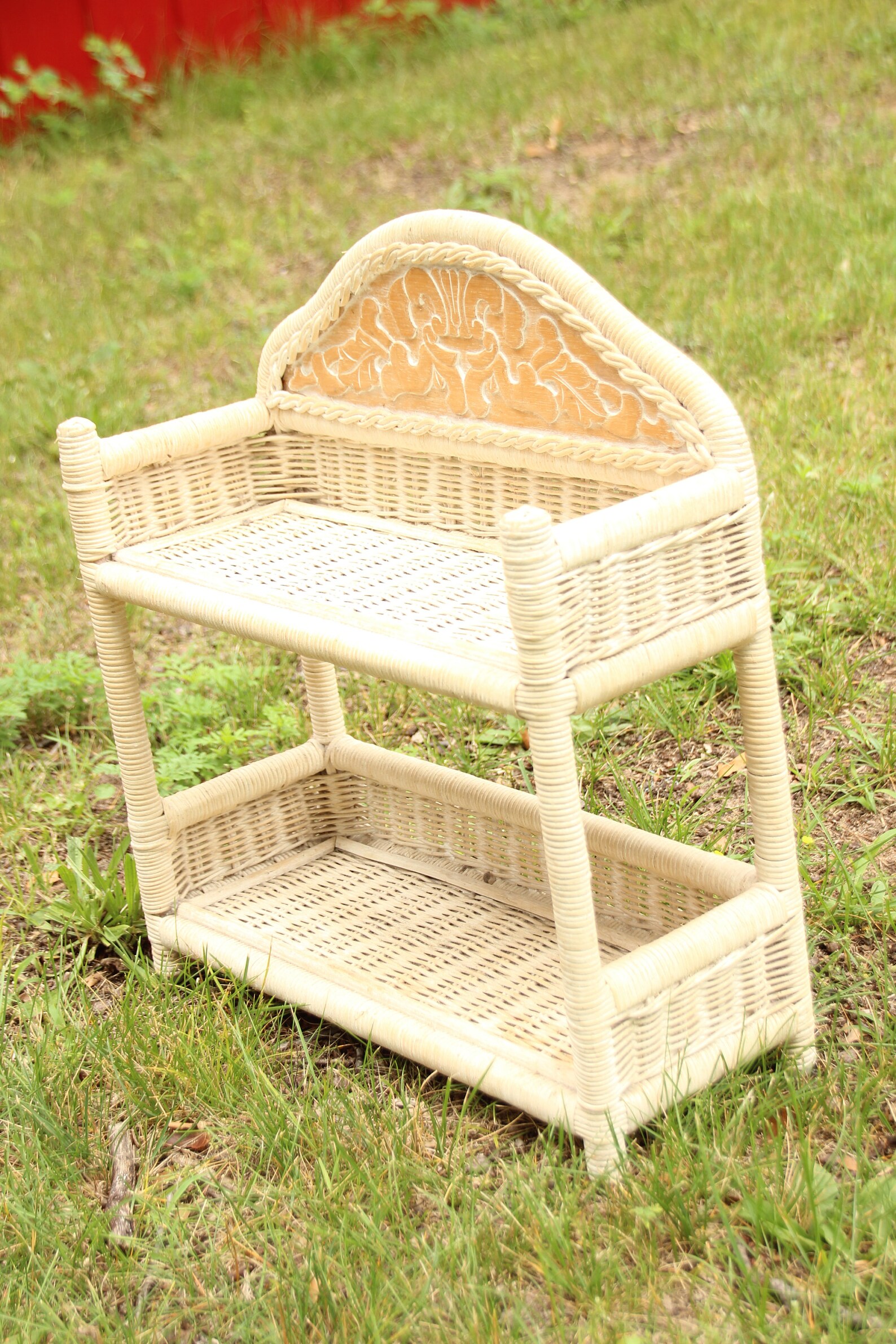 Vintage Wicker Shelf Hanging Shelf Free Standing Wicker Etsy