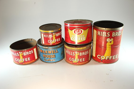 Maxwell House Lipton ヴィンテージ缶 2個セット Set of 7, 1950s, 1940s, Vintage Coffee Cans, IGA, Maxwell House