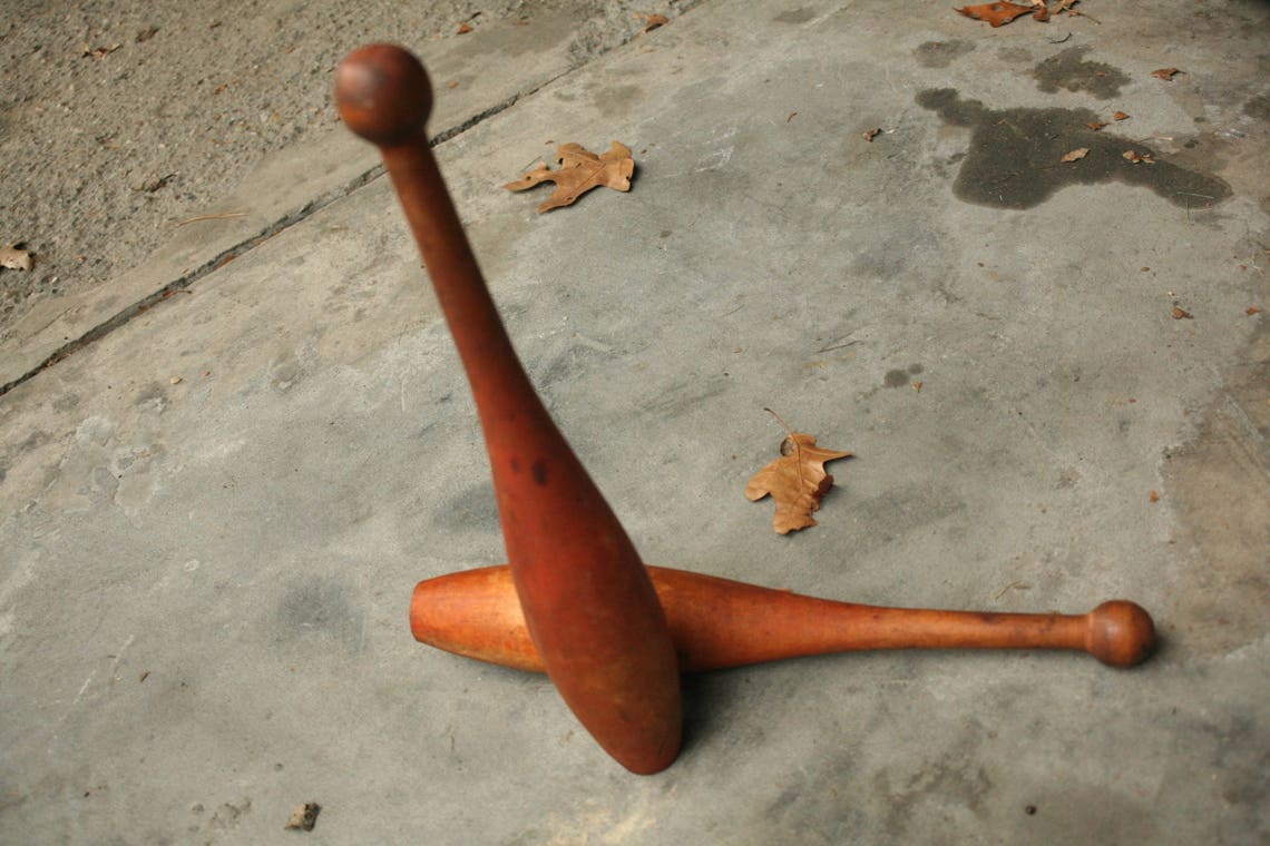 Set of 2 Clubs Juggling Pins Wood Juggling Pins Exercise Etsy