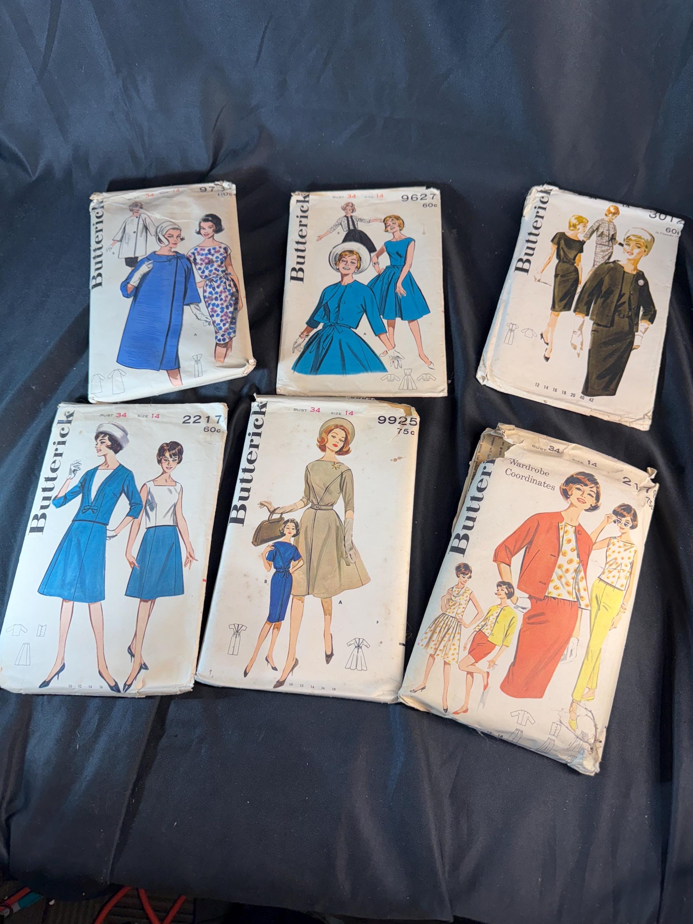 Set of 6, 1960s, 1970s, Butterick, Clothes Patterns, Dress and