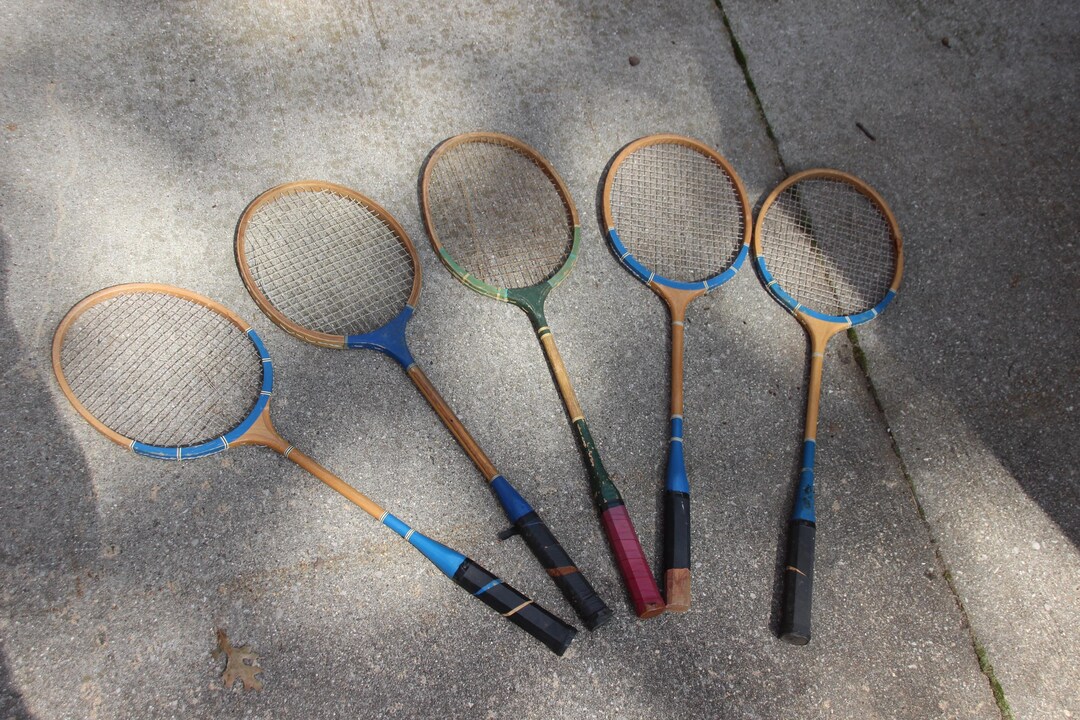 Vintage, 5, Badminton Rackets, 1950's, Old Sporting Goods, Wall Hanging ...