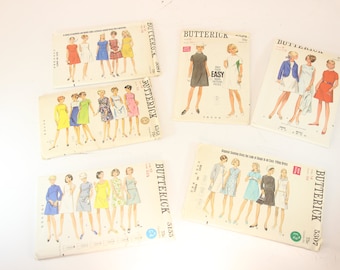 Set of 6, 1960s, 1970s, Butterick, Clothes Patterns, Dress and Skirt Patterns, Women's Clothing, Home Decor, Sewing