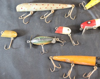 Set of Vintage Fishing Lures, Fishing Lures, Wood, Handmade Lures, Wooden  Lures, Cottage Decor, Vintage Decor 