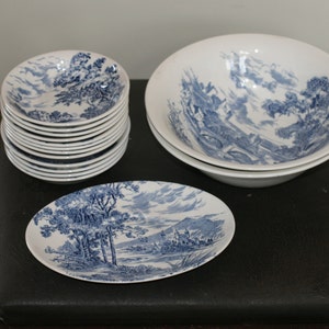 Enoch Wedgwood Countryside Collection Small Bowl, Transferware, China, English Blue and White Bowls