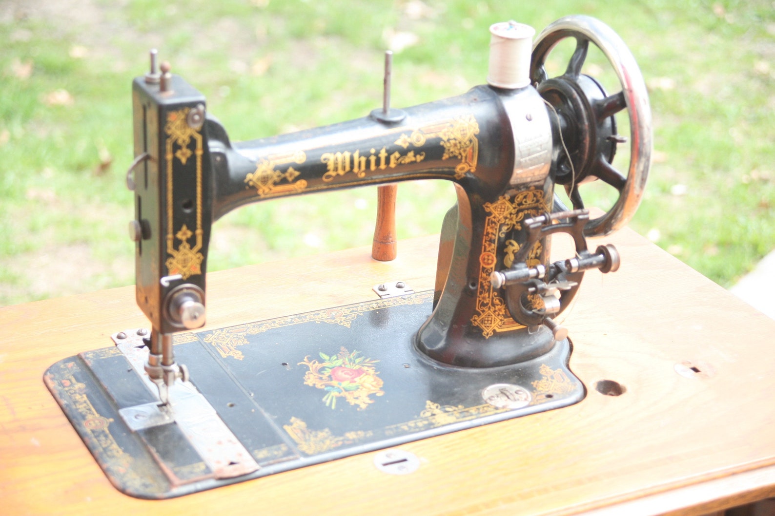 Antique White Treadle Sewing Machine Coffin Sewing Machine Etsy
