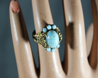 ヴィンテージマーク、チェコリング、北京ガラス、青いチェコガラス