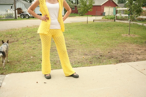 FALL SALE  - Vintage Yellow, Knit Pants, Sweater … - image 1