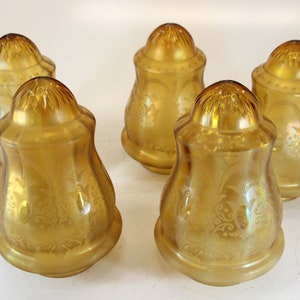 Vintage, Set of 5, 1930&#39;s, Amber Carnival, Glass Shades, Light Fixture, Light shades, Carnival Glass, Light Fixture Shades, Peach, Orange