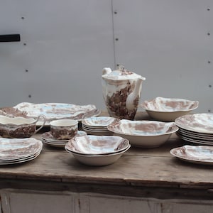 Set of 26, Ironstone, Johnson&#39;s Bros, English, Ironstone, White, Spring Decor, Table, Kitchen, Brown, Yellow, Green, Kitchen