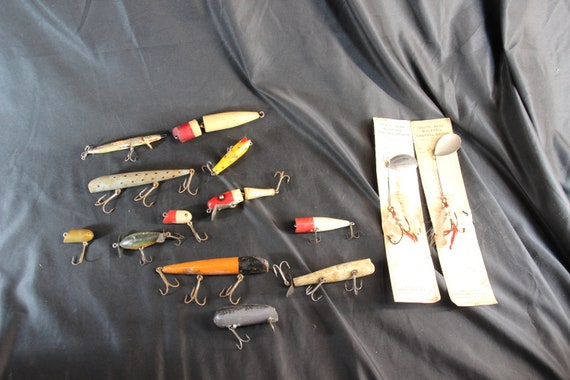 Buy Set of Vintage Fishing Lures, Fishing Lures, Wood, Handmade Lures,  Wooden Lures, Cottage Decor, Vintage Decor Online in India 