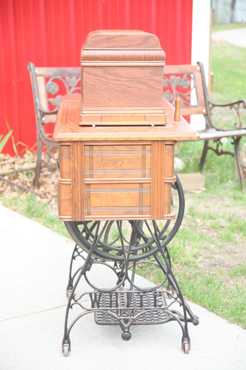 Antique White Treadle Sewing Machine Coffin Sewing Machine Etsy