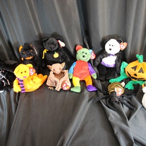 10, Vintage Halloween, Beanie Baby, 1990s, 2000s, Originals Ty Beanie Baby, Toy, Bear, Halloween Gift, Collectible Bears, Halloween