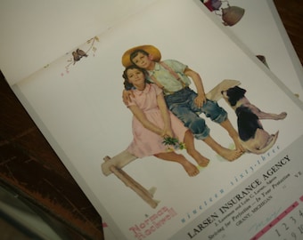 ZELFDE ALS 2019, Jaar 1963, jaren 1960 Vintage Advertising Calendar, Norman Rockwell, Four Seasons Pin Up Calendars, 1963, ONGEBRUIKT